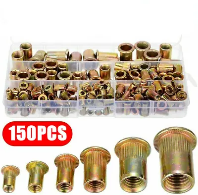 150Pcs Set Rivet Nut Kit Mixed Zinc Steel Rivnut Insert Nutsert Threaded M3-M10 • £6.49