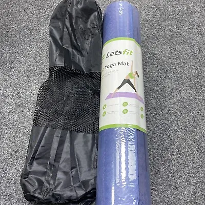 Letsfit 6mm Yoga Mat TPE Eco Friendly Non Slip Exercise Mat & Carry Case Blue • £8.30