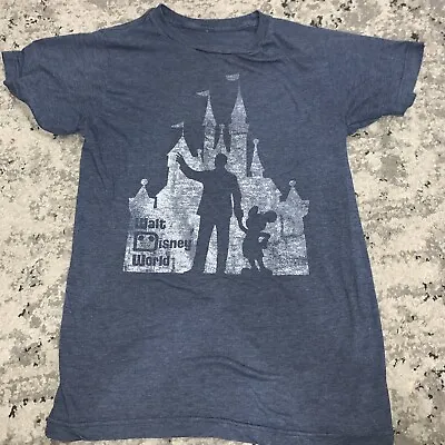 Womens Small Walt Disney World Short Sleeve Shirt Blue. Mickey / Walt Silhouette • £8.20