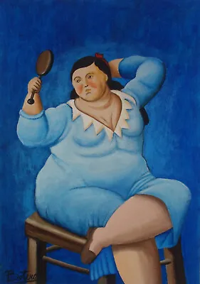 Fine Unique Painting – Mexican Expressive Portrait Signed Botero • $299