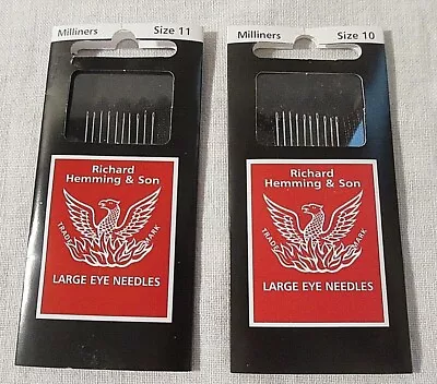 Richard Hemming & Son Large Eye NEEDLES Size 10 Or 11- Your Choice! • $4.75