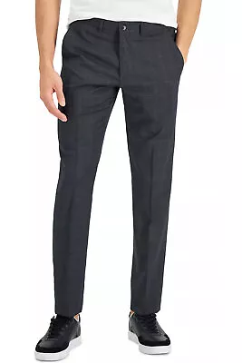 AX Armani Exchange Mens Slim-Fit Windowpane Wool Dress Pants 36 Grey/Blue - NWT • $55