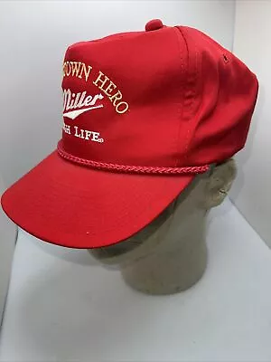 Vintage Miller High Life Hat Cap Red White Trucker Adjustable Beer • $24