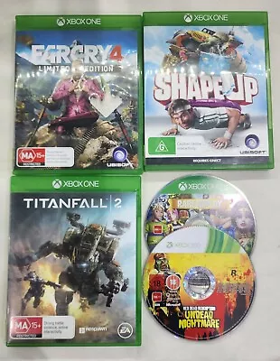 XBOX One Game Bundle X5 Games Red Dead Undead Rare Replay Titanfall 2 Etc • $40