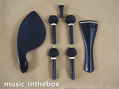 New 4/4 Violin Ebony Accessories Set - Pegs/Endpin/Tailpiece/Chinrest #AC-02 • $32.99