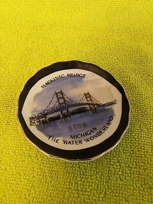 Vintage 3.5  Mackinac Bridge Souvenier Plate Michigan The Water Wonderland Japan • $14