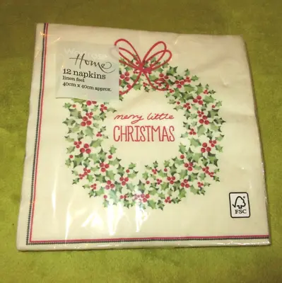 £0.50 • Buy Bnwot  'waitrose Home' Christmas Napkins 40 X 40cm 12 In Pack Linen Feel