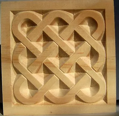 *SET Of 4* Basketweave- Carved Rosette Block4.5  X 3/4  Oak Pine MDF • $21.99