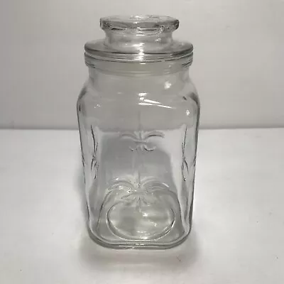 Vintage Anchor Hocking FLEUR DE LIS Clear Glass Apothecary Jar/Canister 7” EUC • $7.95