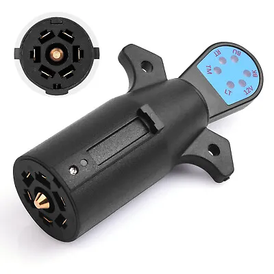 7 Way Blade Trailer Light Wiring Tester Hitch LED 7Pin Plug Connector Adapter • $10.19