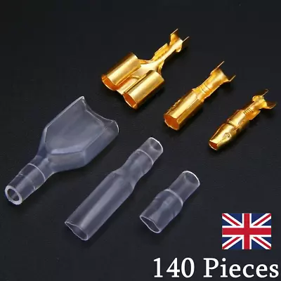 140Pcs 3.9mm Car Motorcycle Brass Bullet Male Female Terminal Wire Connectors • £4.74