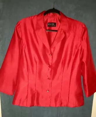 M.H.M. MELISSA HARPER 3/4 Sleeve Blazer Size Small Red Poly Rayon • $13.50