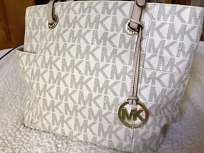 Michael Kors Large Jet Set Logo Monogrammed Travel Tote Purse Handbag 16 X 11!!! • $68.50