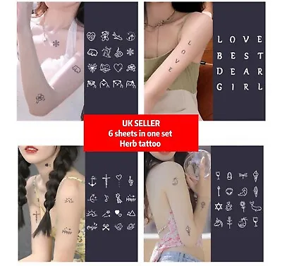 6 Sheets Temporary Cute Elements Herb Tattoo Sticker Waterproof Body/hands/face • £3.99