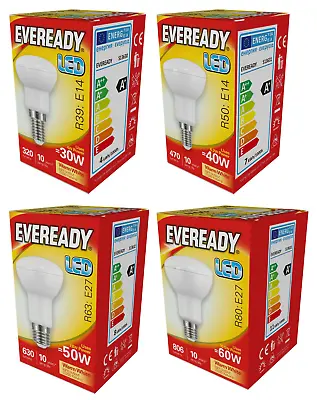 Packs Of Eveready LED Spot Reflector Bulbs R39 R50 R63 R80 4w 6.2w 7.8w 10.5w • £44.91