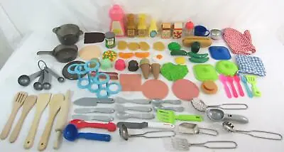 Lot Of Children's Kitchen Toy Food Cooking Play Set 77 Pieces Assorted Brands • $11.99