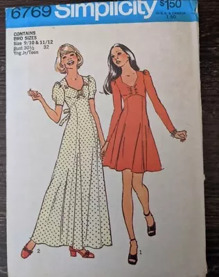 Vintage 70s Simplicity 6769 Dress Pattern 32  Bust • $9.99