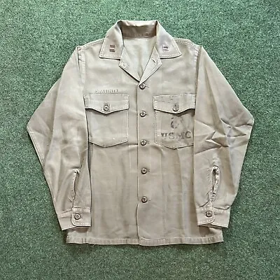 Vintage 60s Sateen OG-107 Shirt USMC Marines Military Army Vietnam Green (21x28) • $39.99