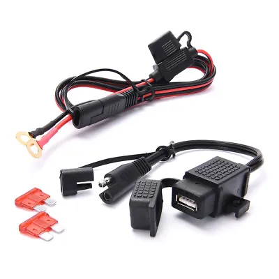 SAE To USB Motorcycle Adapter 2.1A USB Charger Cable Extension Wire Fuse 12V • $29.69