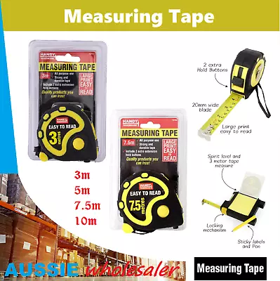 2x AU Measuring Tape Steel Ruler Lock Rubber Grip Metric & Inch 3m/5m/7.5m/10m • $14.99