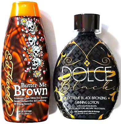 DOLCE Black Extreme Bronzer & Ed Hardy Butter Me Brown Tanning Bed Lotion • $42