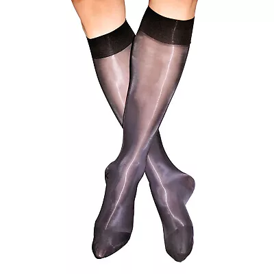 Mens Sheer Mesh Stockings See Through Shiny Oil Socks Stretchy Over The Calf • $7.35