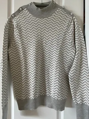 J Crew Herringbone Wool Blend Shoulder Button Sweater Size S • $40