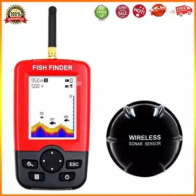Echo Sounder Wireless Sonar Fish Finder LCD Screen 100m Depth Locator Fishfinder • $115.38