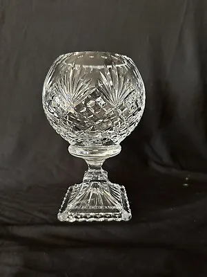 Vintage Cut Crystal Pedestal Rose Bowl  Diamond Pineapple 7.25” • $24