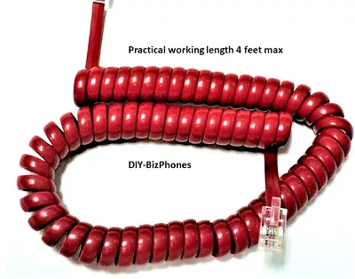 AT&T Cherry Red Handset Cord Vintage Trimline Phone Princess Receiver Short 6ft • $7.39