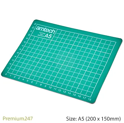 A5 Cutting Mat Non Slip Self Healing Knife Board Art Craft Grid Line Guide Green • £2.99