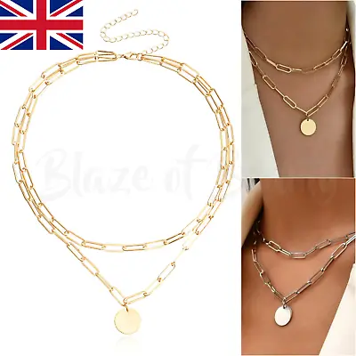 £4.39 • Buy Layered Statement Necklace Chunky Chain Silver Gold Fashion Jewellery Costume UK