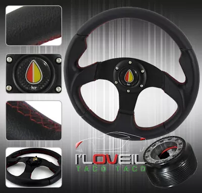 For Toyota Mr2 Jdm Black Red Stitching Steering Wheel +Adapter Hub Combo Kit • $45.99