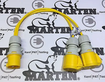 Marten® PCE 110v 16A Plug To 2 X 16A Coupler Sockets 2 Way Power Splitter • £14.97