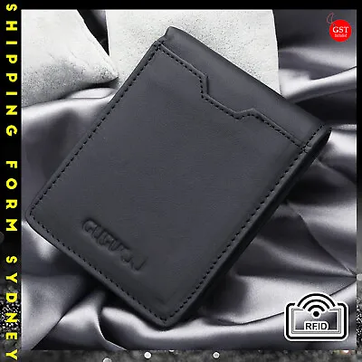 $10.58 • Buy Bifold Credit Card Holder Genuine Leather Wallet Slim Mens RFID Blocking Purse A