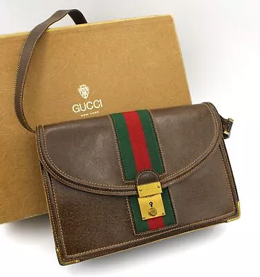 Vintage Gucci Classic Shoulder Handbag With Box Lock And Key #H77188-2 • $102.50