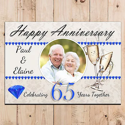 Personalised Sapphire 65th Wedding Anniversary PHOTO Poster Party Banner N69 • £5.99