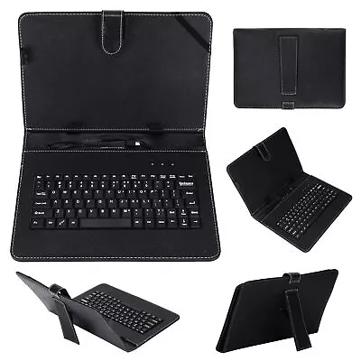 🇬🇧 Keyboard And Leather Case 2 In 1 Suitable For 9  Inch Android Tablet Black • £6.18