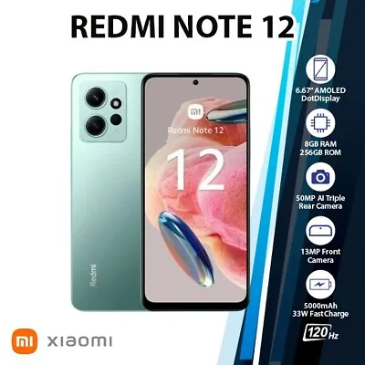 (Unlocked) Xiaomi Redmi Note 12 8GB+256GB Dual SIM Android Mobile Phone - GREEN • $380.99