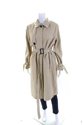 Vince Camuto Womens Cotton Long Sleeve Hidden Placket Trench Jacket Beige Size L • $42.69