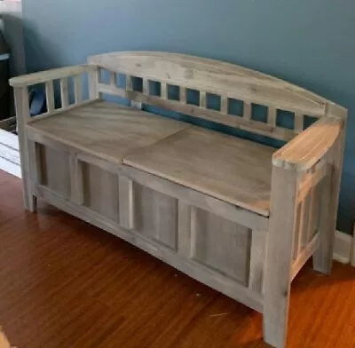 Rustic Wood Storage Bench Farmhouse Entryway Mudroom Hallway Split Top Seat • $225.89