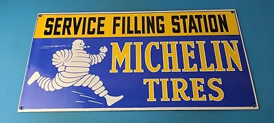 Vintage Michelin Tires Sign - Gas Auto Pump Plate Sign - Motorcycle Service Sign • $138.37