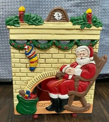 $12.99 • Buy Vintage Santa & Toybag Chimney Candle Holder Christmas EUC Cast Iron Metal