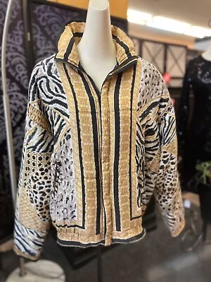 Mob Wife Fuda Vintage 100% Silk Leopard/cheetah Bomber Jacket Large • $17