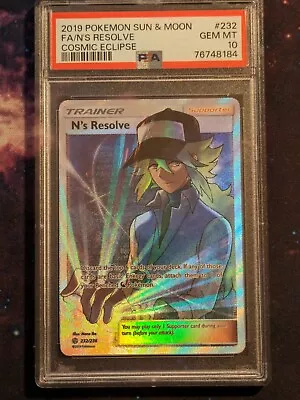 Pokemon N's Resolve 232/236 Cosmic Eclipse Full Art PSA 10 • $104.95