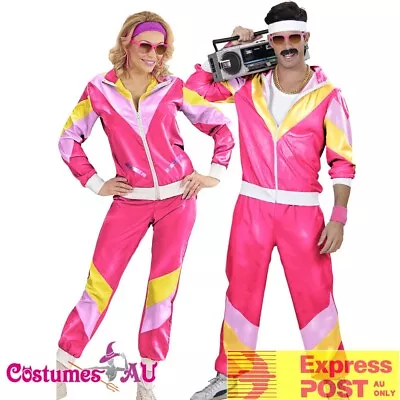 Couples Pink 80s Shell Suit Tracksuit Costume Height Of Fashion Retro Disco  • $66.49