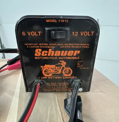Schauer Motorcycle Battery Charger 6 & 12 Volt 1 Amp 11612 Trickle Maint Vintage • $49