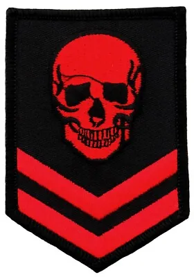 RED SKULL PATCH Embroidered Iron-on MILITARY SKELETON MORALE DEATH EMBLEM DEVIL • $5.95