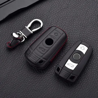 $18.49 • Buy Leather Car Remote Key Fob Cover Case Holder For BMW E90 E60 Z4 1 3 5 6 Series