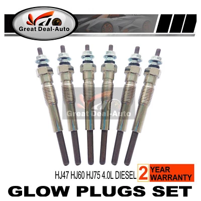 Glow Plug SET For Toyota LandCruiser HJ60 (10/82-88) HJ75 (84-88) 4.0 2H 6cyl • $36